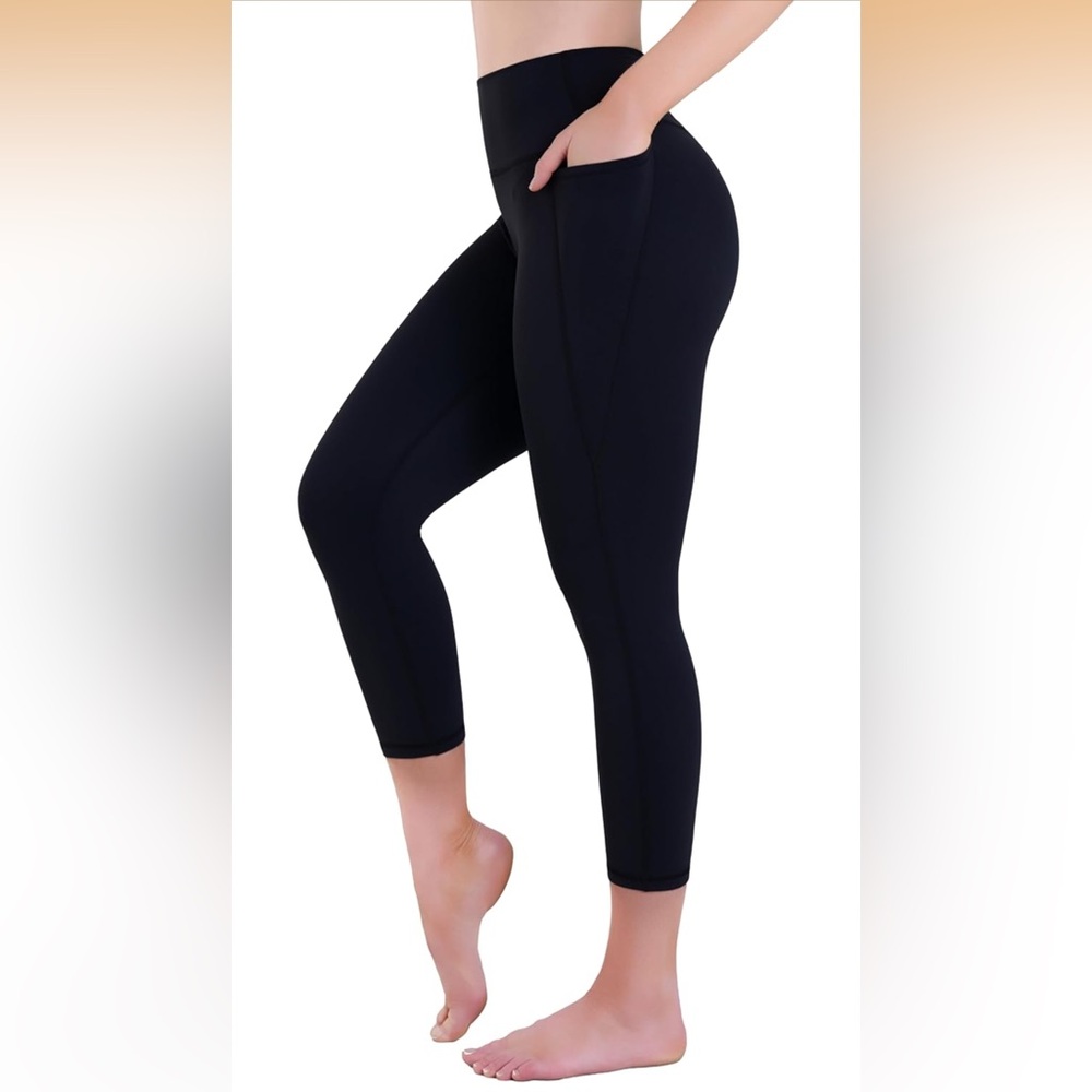 NIP Sunzel Sustainable High Waist Capri Legging Black Sz 2 Tummy Control Pockets